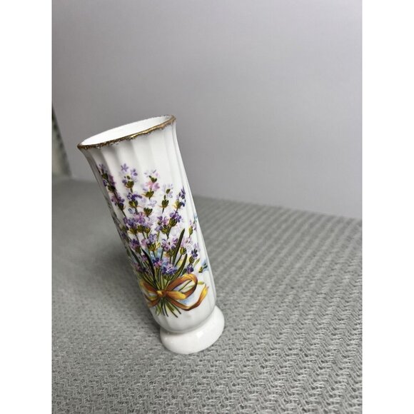 Flambro  Bone China Mini Vase Sweet Lavender ‎ Augustus Rache 1988 Signed.5" T - Picture 7 of 9